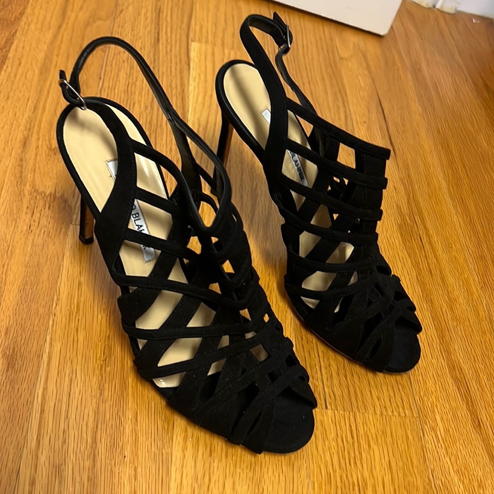 Manolo Blahnik Dance 2 Black Suede Slingback